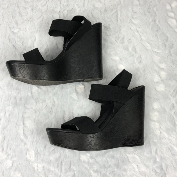 Steve Madden Shoes - Steve Madden Womens Black Platform Wedge Black 8.5